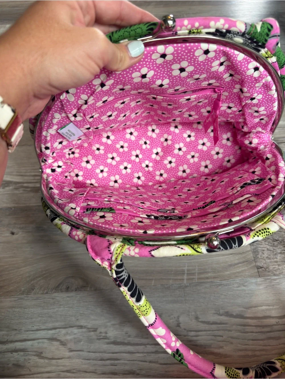 Vera Bradley Eloise Frame Bag In Retired Priscilla Pink Kiss Lock Closure Floral